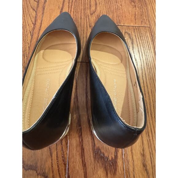 Adrienne Vittadini Flori Metallic Heel Pumps Womens 7 Black Metallic Block Heel - Picture 12 of 16